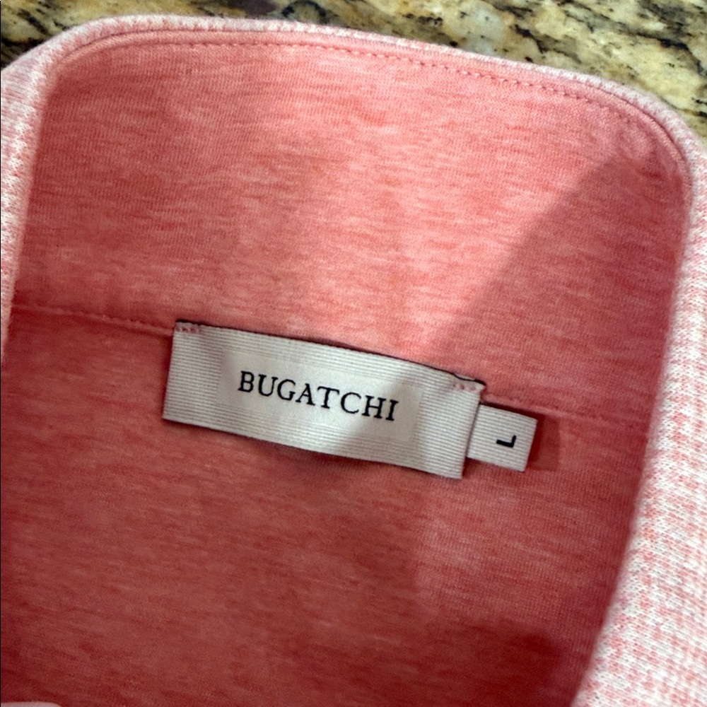Bugatchi Houndstooth Quarter Zip Pullover Salmon … - image 6